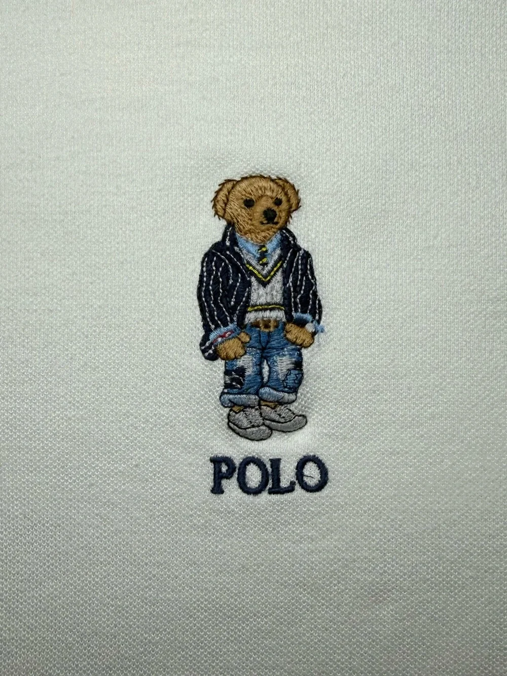 Polo Ralph Lauren Polo Bear Polo Shirt Mens 4XB White Navy Trim Classic Golf